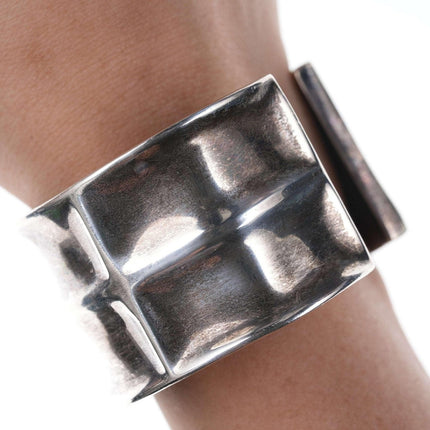 Large Los Ballesteros Modernist Sterling Cuff Bracelet