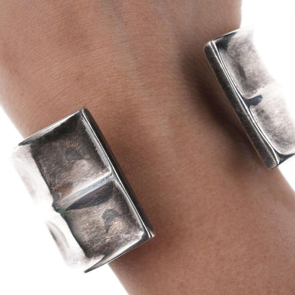 Large Los Ballesteros Modernist Sterling Cuff Bracelet