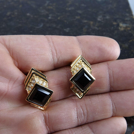 Vintage Christian Dior gold tone Clip on Earrings 2 Pair
