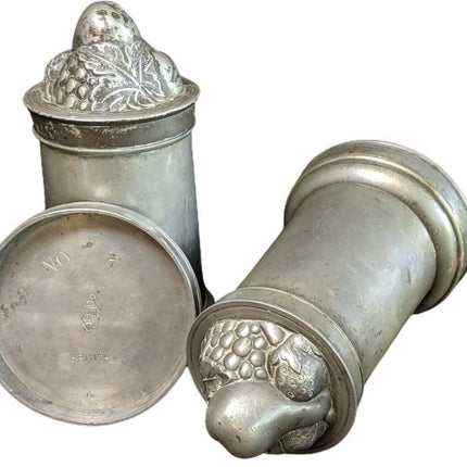 2 1868 English Pewter Ice Cream/pudding Molds embossed fruit