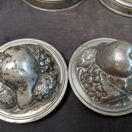 2 1868 English Pewter Ice Cream/pudding Molds embossed fruit