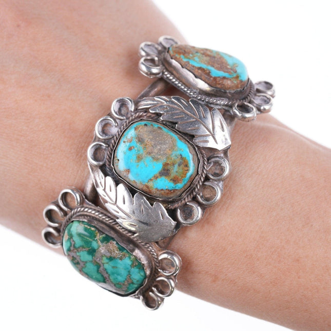 6.75" Vintage Navajo sterling and turquoise bracelet ds
