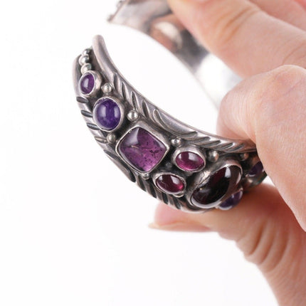 6.5" Southwestern Sterling - Turquoise, Amethyst, and garnet bracelet