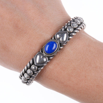 Bracciale David Reeves Navajo in argento sterling e lapislazzuli da 6".