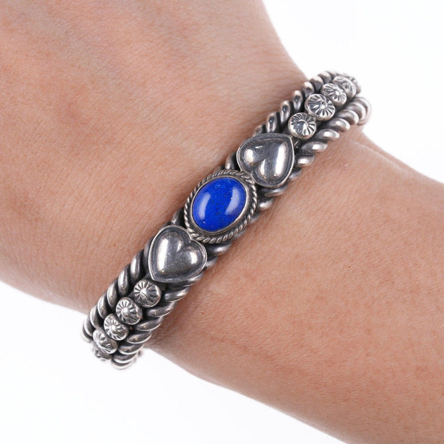 กำไลข้อมือ David Reeves Navajo Sterling และลาพิสขนาด 6 นิ้ว