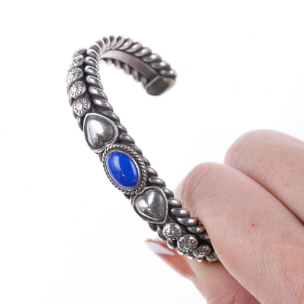 6" David Reeves Navajo-Manschettenarmband aus Sterlingsilber und Lapislazuli