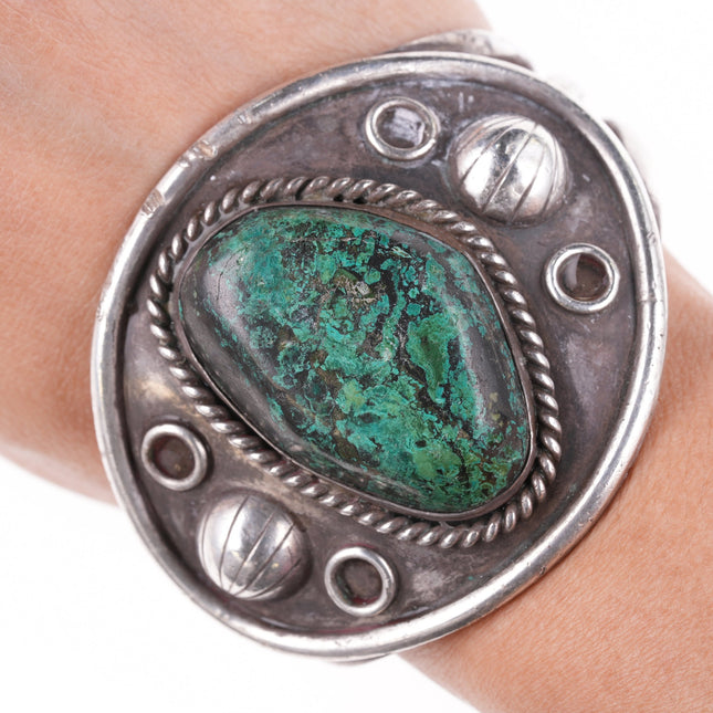 6.75" 50's-60's Edward Benally Navajo silver and chrysocolla bracelet