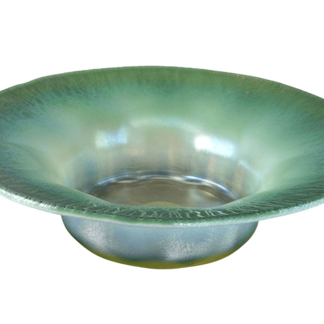 c1920 Tiffany Favrille Green Opalescent Iridescent Art Glass Bowl
