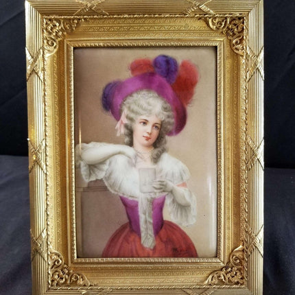 Hutschenreuther Portrait Plaque signed Wagner Duchess of Leicestershire in fancy