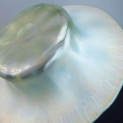 c1920 Tiffany Favrille Green Opalescent Iridescent Art Glass Bowl
