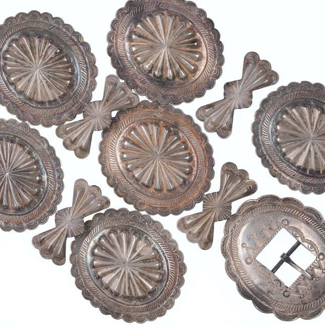 c1940's Navajo Silver concho belt pieces