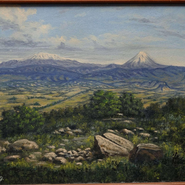 c1980 Mexican Landscape Oil on Canvas with Incredible Detail