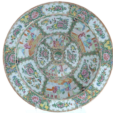 Riesige antike chinesische Famille Rose Medaillon-Waschbeckenschüssel aus dem Jahr 1860, 15,75" x 5,75" tief