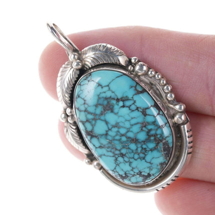 Tom Willeto Navajo Spiderweb turquoise sterling pendant