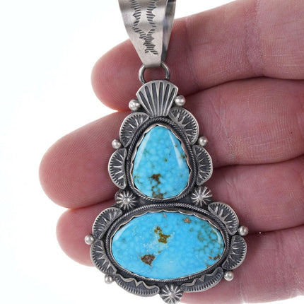 Ray Bennett Navajo Sterling Waterweb Turquoise Mountain turquoise pendant