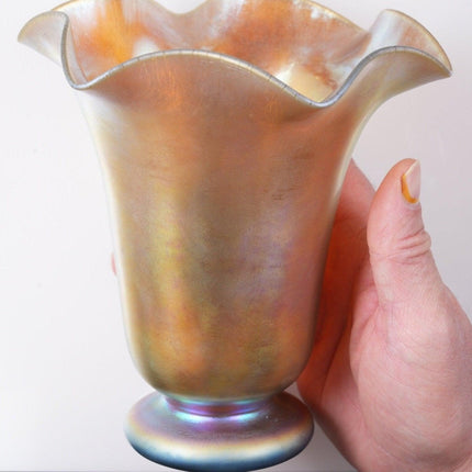 1920er Jahre Steuben Aurene Footed Flared Vase Form #227