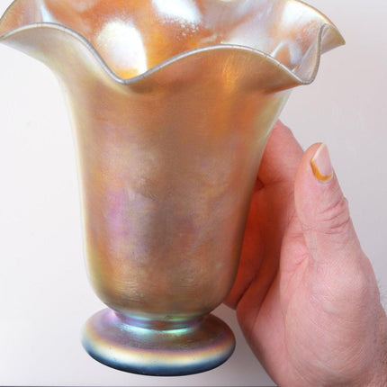 1920's Steuben Aurene Footed Flared vase shape #227