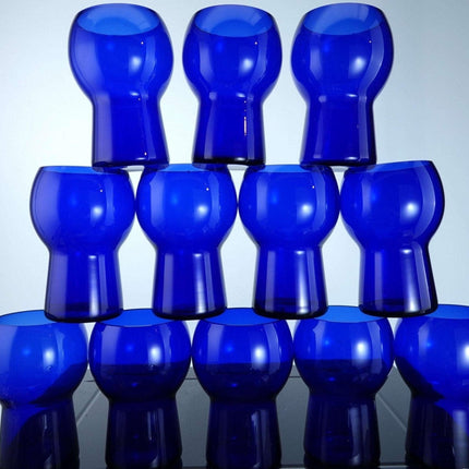MCM 13 件 1930 年代钴蓝色水套装剑桥皇家蓝球壶和蘑菇玻璃杯