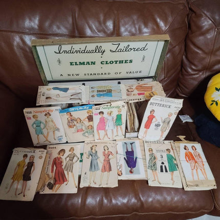 1950's Elman Clothes Vintage Sewing Pattern Display with Butterick/McCall's Dres