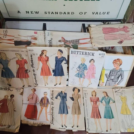 1950's Elman Clothes Vintage Sewing Pattern Display with Butterick/McCall's Dres