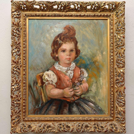 Von Elizabeth Van Cort gelistete Künstlerin, Porträt eines weiblichen Kindes, Öl auf Leinwand, in unglaublichem Rahmen