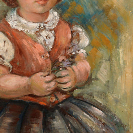 Elizabeth Van Cort Listed Artist Female Child Portrait Oil on Board in Incredibl