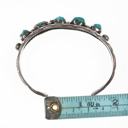 6.75" c1940's Navajo stamped silver and turquoise bracelet