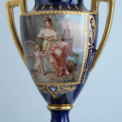 Antique Royal Vienna Style Urn Hand Painted Artist Signed Portrait with heavy go