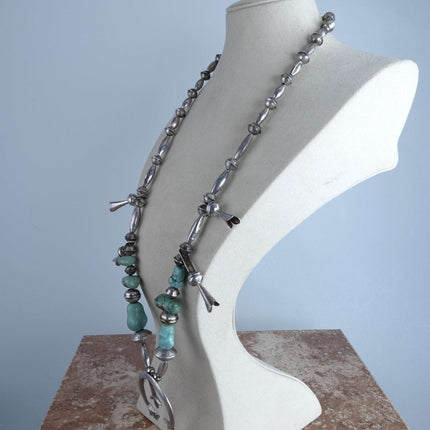 Vintage Sterling Silber Kürbisblüten Halskette