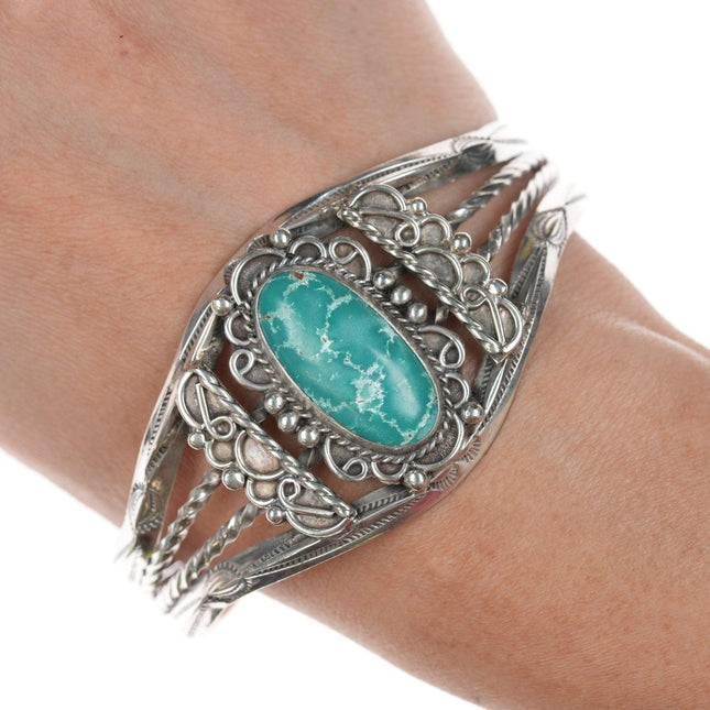 7" 40's-50's Navajo silver and turquoise bracelet