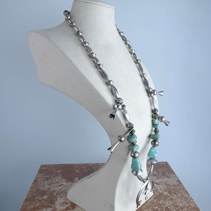 Vintage Sterling Silber Kürbisblüten Halskette
