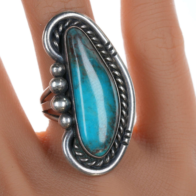 sz7 c1950's Smoky Bisbee turquoise Navajo Sterling ring