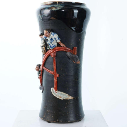大型明治时期墨田川日本花瓶