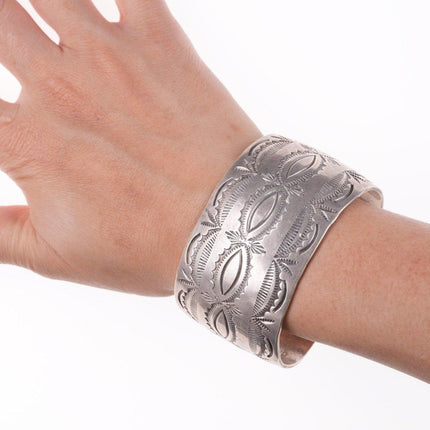 7.25" Vintage Sandoval Navajo Heavy stamped sterling bracelet