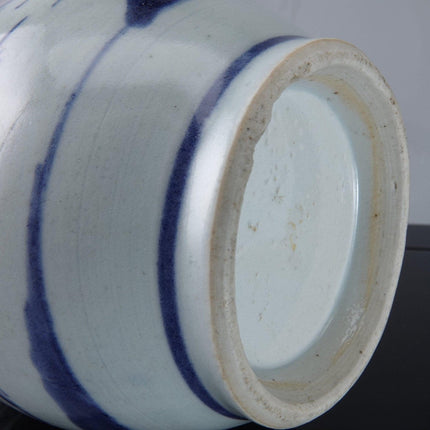 c1850 Chinese Blue and White Porcelain Canton Bottle Form Vase