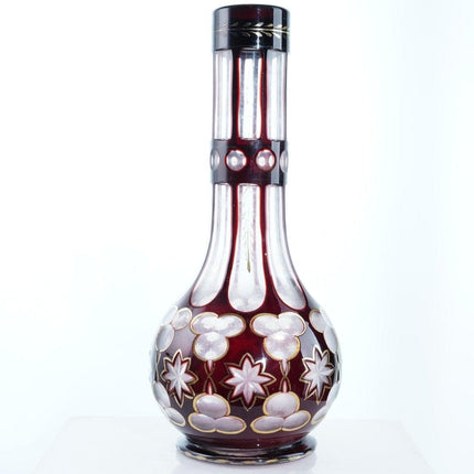 c1870 Bohemian for Persian market Ruby cut to clear Hookah base