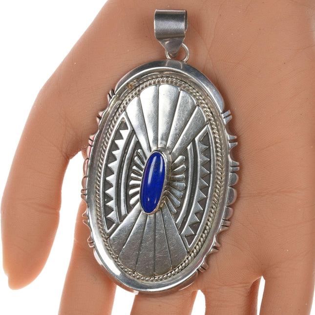 Large Jonathan Nez Navajo Sterling and Lapis pendant