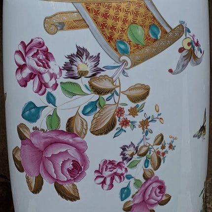 18.5" Vista Alegre Mottahedeh Lowestoft Rose Large Floor Vase 7" wide
