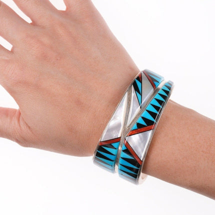 6 5/8" Zuni multi-stone channel inlay bracelet