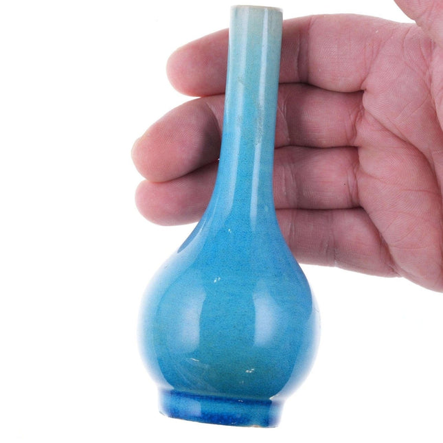 Qing Chinese Monochrome Turquoise Glazed bottle form vase