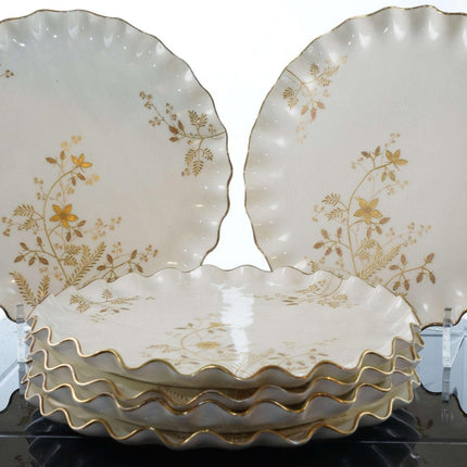 c1890 French Tressemann & Vogt Raised Gold Limoges Dinner plate set