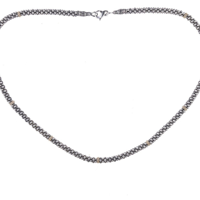18" Lagos Caviar Sterling Silber/18 K Gelbgold Perlen-Seil-Station-Halskette