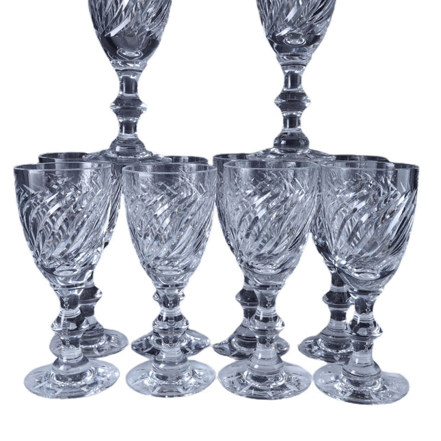 Hawkes Twist Cut Crystal Wine Goblets (10) 5 5/16"