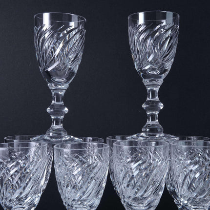 Hawkes Twist Cut Crystal Wine Goblets (10) 5 5/16"