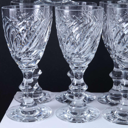 Hawkes Twist Cut Crystal Wine Goblets (10) 5 5/16"