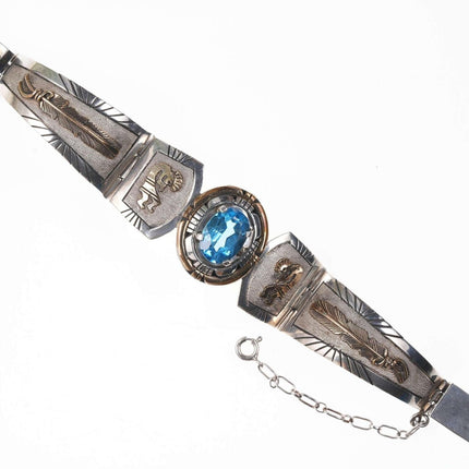 Charles Johnson Navajo Sterling Gold Filled Blue topaz bracelet