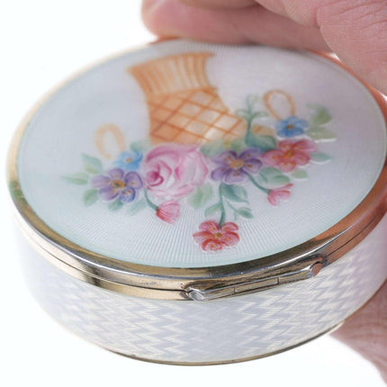 c1920 Art Deco 935 Silver guilloche enamel box