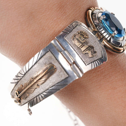 Charles Johnson Navajo Sterling Gold Filled Blue Topas Armband