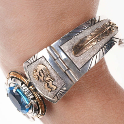 Charles Johnson Navajo Sterling Gold Filled Blue Topas Armband