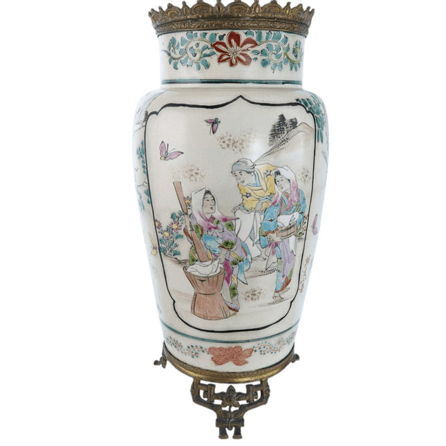 c1880 明治时期法国青铜镶嵌日本萨摩花瓶